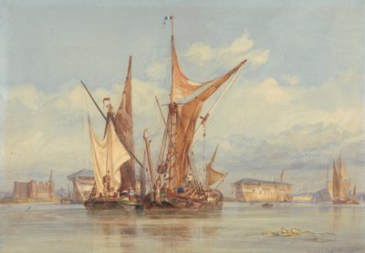 Medway'de, Gillingham yakınlarında Bomba Korumalı Pil... by Edward William Cooke