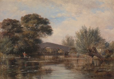 Oxford yakınlarındaki Godstow Köprüsü by Edward William Cooke