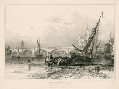 31 Temmuz 1832 çizilmiş Billingsgate (düşük su) dan New London Bridge, by Edward William Cooke