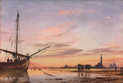 Lagün Karşısında Görünüm, Venedik, Gün Batımı, 1850 by Edward William Cooke