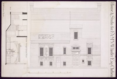 J.A.M. için House und Studio için Tasarım Whistler Esq, Chelsea, c.1877-78 (ayrıca bkz. 176477) by Edward William Godwin
