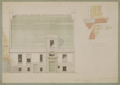 Framhæð húss fyrir J.A.M. Whistler Esq, Tite Street, Chelsea, 1877 (pen og blek og wc á pappír) (sjá einnig 176476) by Edward William Godwin