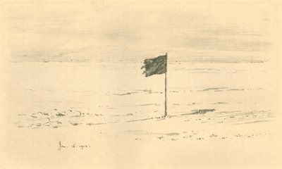 Kara Bayrak Kampı. - Güney Kutbundan Birkaç Mil İçinde Amundsens Kara Bayrağı, 1912, 1913 by Charles Edward Wilson