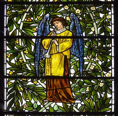 Rahibe Monkton, St Mary, Morris Marshall & Faulkner & Co, William Morris, Edward Burne-Jones, Angel Müzisyen, 1873 by Edward and Morris Burne Jones