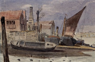 Battersea, Teknelerle Nehir Kıyısı by Edward attr. to Bragg
