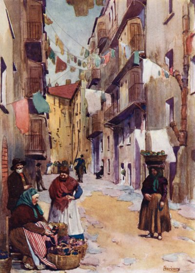 Korsika: Evler, Ajaccio (renkli taş) by Edwin Arthur Norbury