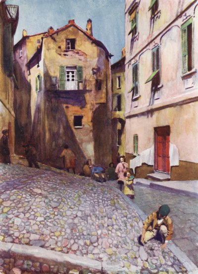Korsika: Eski evler, Bastia (renkli taş) by Edwin Arthur Norbury
