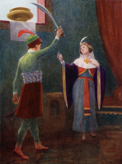 Büyük bir öfke içindeydi ve kılıcını elinde tuttu. by Edwin Arthur Norbury