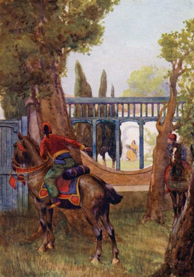 Bahçede güzel bir bayan tek başına yürüyordu. by Edwin Arthur Norbury