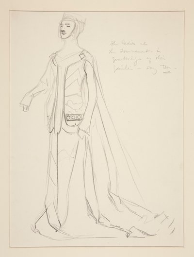 A Lady, Henry Irving için kostüm çizimi by Edwin Austin Abbey