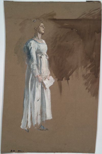 Klasik elbiseli bir figür. by Edwin Austin Abbey