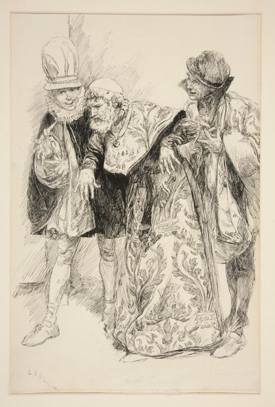 Baptista Protestoları, I. Perde, I. Sahne, Hırçın Ehlileştirilmesi için illüstrasyon by Edwin Austin Abbey