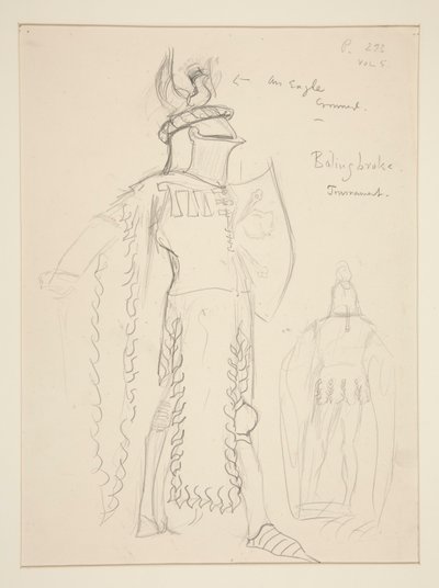 Bolingbroke (Turnuva sahnesi), Henry Irving için kostüm çizimi by Edwin Austin Abbey