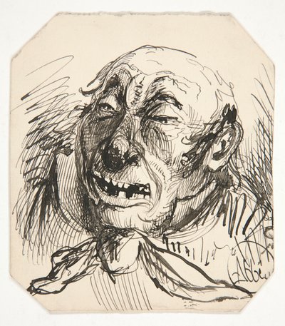 Saçsız bir adamın karikatürü by Edwin Austin Abbey