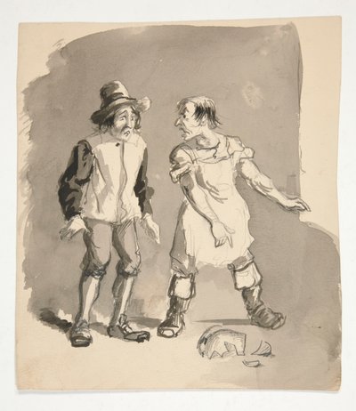 İki adam ve kırık pot çizgi film by Edwin Austin Abbey