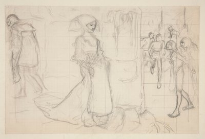 Faust ve Margaret tablosu için kompozisyon çalışması by Edwin Austin Abbey
