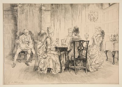Yemek Sahnesi - Austin Dobson için illüstrasyon by Edwin Austin Abbey