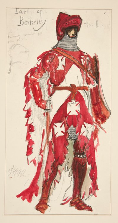 Berkeley Kontu, Henry Irving için kostüm çizimi by Edwin Austin Abbey