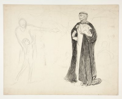 Kral John için erken çalışma by Edwin Austin Abbey