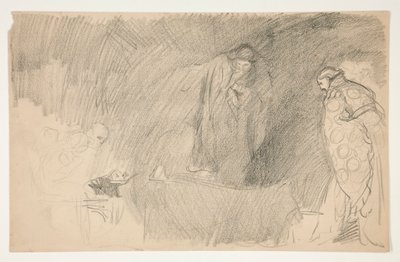 Durgun bir figür, tanımlanamayan bir Shakespeare oyunu için eskiz by Edwin Austin Abbey
