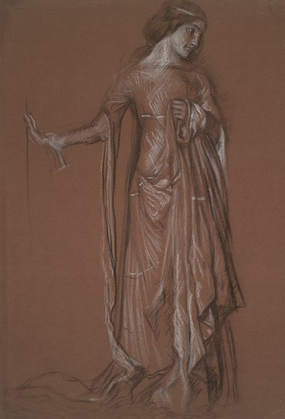 Şekil çalışması. Kırmızı kağıt üzerinde kömür ve tebeşir. by Edwin Austin Abbey