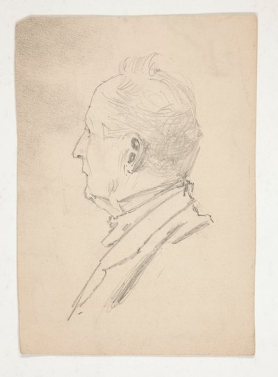 Bir adamın başı (rekto); Eskiz parçaları (verso) by Edwin Austin Abbey