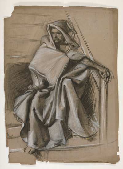 Kutsal Kase Serisi. Hodded figür çalışması. by Edwin Austin Abbey