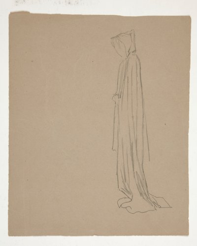 Kapşonlu Figür (rekto); Erkek Figürü Çalışması (verso) by Edwin Austin Abbey