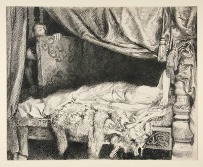 Iachimo Gövdeden Çalıyor - II. Perde, II. Sahne, Cymbeline by Edwin Austin Abbey