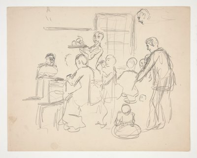 İç restoran sahnesi(?) - tanımlanamayan resim by Edwin Austin Abbey