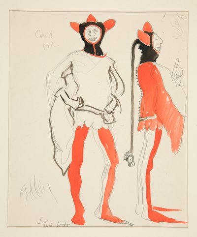 Soytarılar, Henry Irving için kostüm çizimi by Edwin Austin Abbey