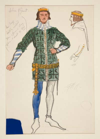 John of Gaunt, Henry Irving için kostüm çizimi by Edwin Austin Abbey