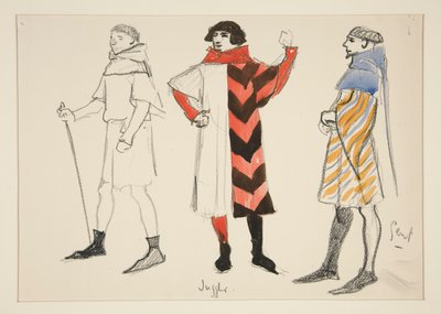 Hokkabaz ve Gent, Henry Irving için kostüm çizimi by Edwin Austin Abbey