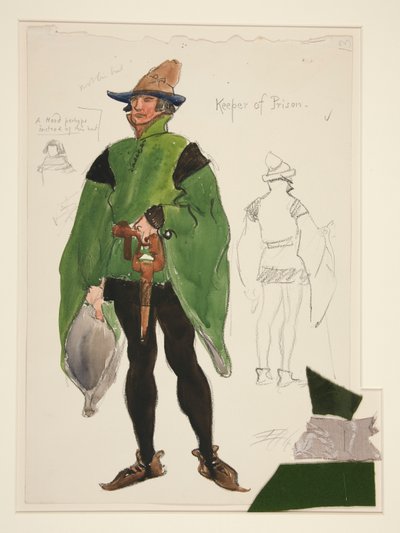 Hapishane Bekçisi, Henry Irving için kostüm çizimi by Edwin Austin Abbey