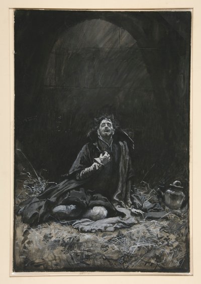 Zindandaki Malvolio, III. Perde, Sahne iv, On İkinci Gece için çizim by Edwin Austin Abbey