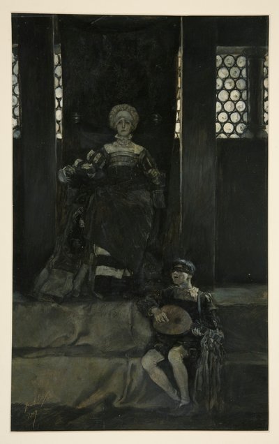 Mariana ve çocuk şarkı söylüyor - III. Perde, Sahne I, Ölçü Ölçüsü by Edwin Austin Abbey