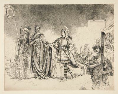 Theseus ve Hippolyta'nın Evlilik Sabahı (.1036) - Bir Yaz Gecesi'nden Theseus'a Girin by Edwin Austin Abbey