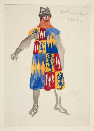 Northumberland - Tabard, Henry Irving için kostüm çizimi by Edwin Austin Abbey