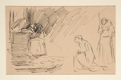 Perde II, Sahne I, Hepsi için ön taslak by Edwin Austin Abbey