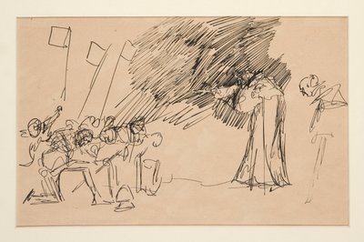 Perde II, Sahne I, Hepsi için ön taslak by Edwin Austin Abbey