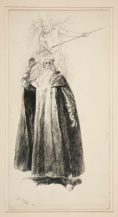Prospero ve Ariel, Act V, Scene i, The Tempest için illüstrasyon by Edwin Austin Abbey