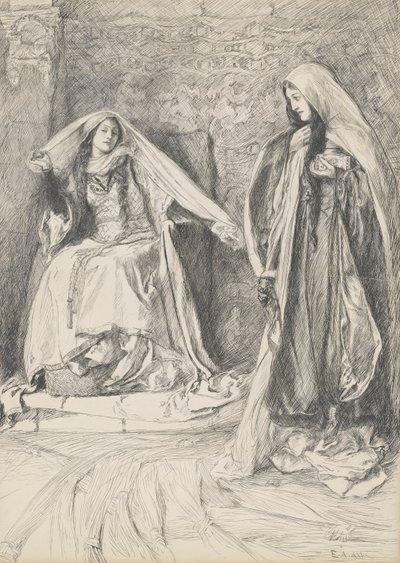 Rebecca ve Rowena, Ivanhoe için illüstrasyon by Edwin Austin Abbey