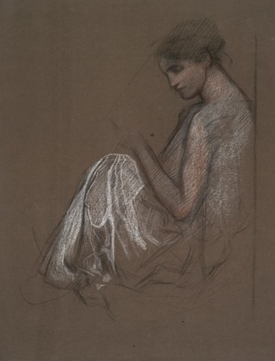 Oturan kadın figürü. by Edwin Austin Abbey