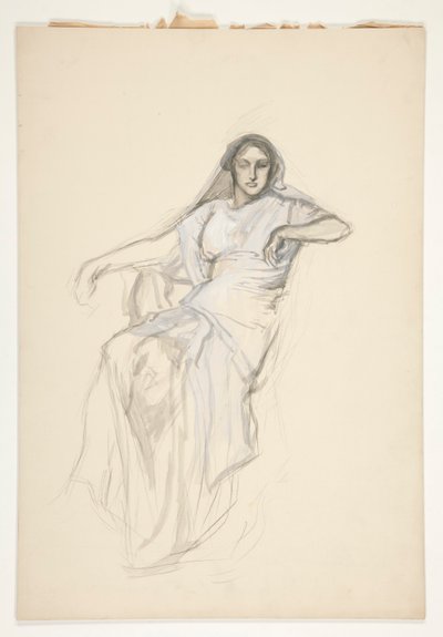 Oturan bayan, tanımlanamayan bir Shakespeare oyunu için eskiz by Edwin Austin Abbey