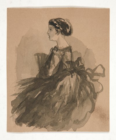 Oturan kadınlar (rekto); Beş kafa çizimi (verso) by Edwin Austin Abbey