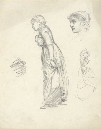 Çalışma Sayfası: Kadın, Baş ve Eller by Edwin Austin Abbey