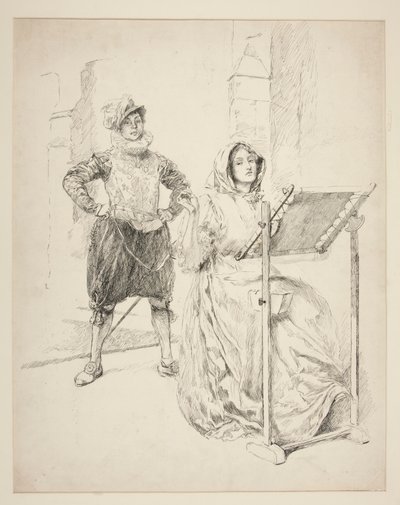 Nergis Şarkısı için Taslak by Edwin Austin Abbey