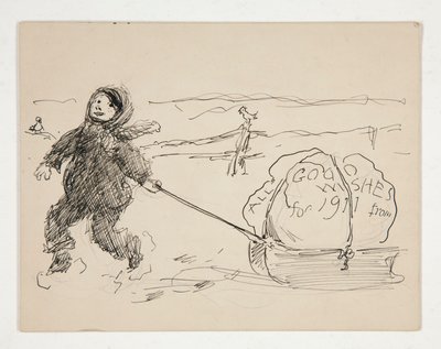 Bir tebrik kartı için taslak: 1911 İÇİN TÜM İYİ DİLEKLER by Edwin Austin Abbey
