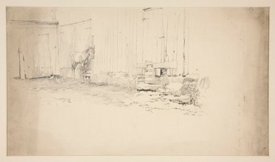 Bir at ile bir çiftlik taslağını by Edwin Austin Abbey