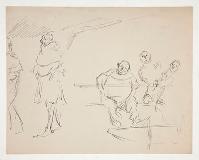 Tanımlanamayan bir Shakespeare oyunu için çalışmalar (Falstaff?) (recto ve verso) by Edwin Austin Abbey